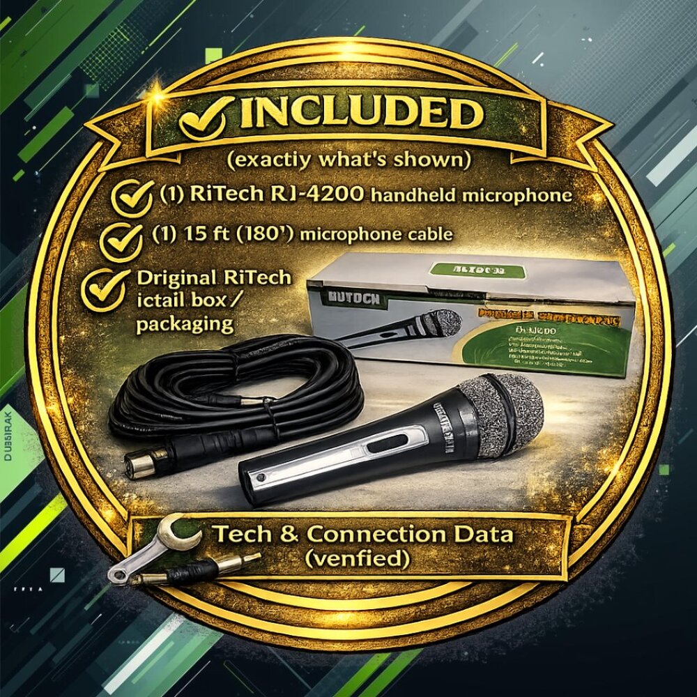 RiTech RJ-4200 Dynamic Unidirectional Mic Tested + 15ft Cable - Picture 3 of 6